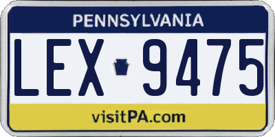 PA license plate LEX9475