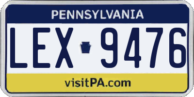 PA license plate LEX9476
