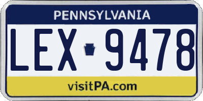 PA license plate LEX9478