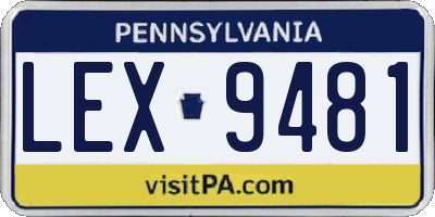 PA license plate LEX9481