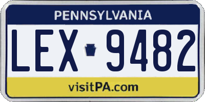 PA license plate LEX9482