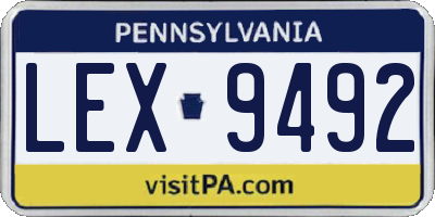 PA license plate LEX9492