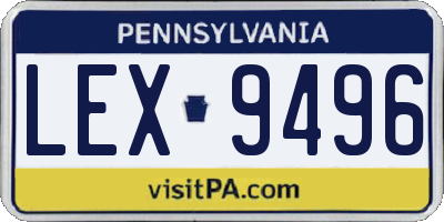 PA license plate LEX9496