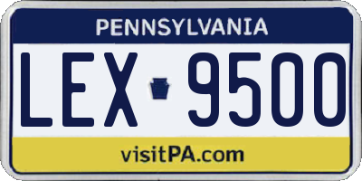 PA license plate LEX9500