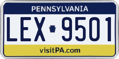 PA license plate LEX9501