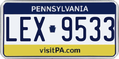 PA license plate LEX9533