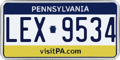 PA license plate LEX9534