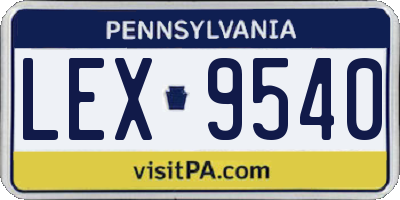 PA license plate LEX9540