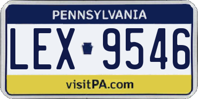 PA license plate LEX9546