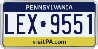 PA license plate LEX9551