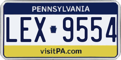PA license plate LEX9554