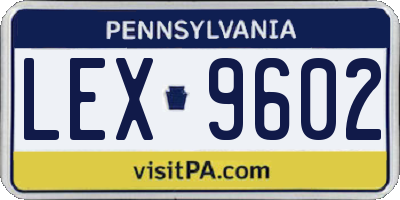 PA license plate LEX9602
