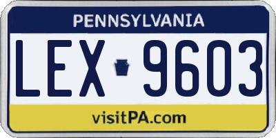 PA license plate LEX9603