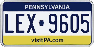 PA license plate LEX9605