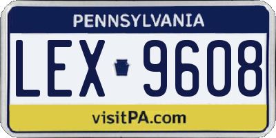PA license plate LEX9608