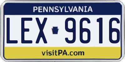 PA license plate LEX9616