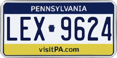 PA license plate LEX9624