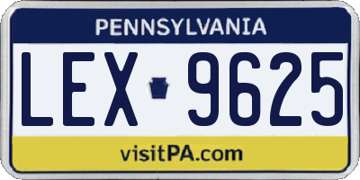 PA license plate LEX9625