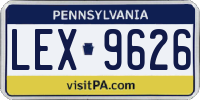 PA license plate LEX9626