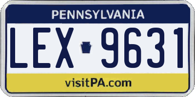 PA license plate LEX9631