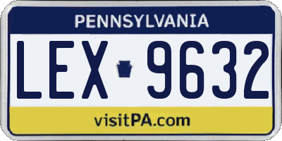 PA license plate LEX9632