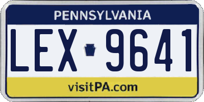 PA license plate LEX9641