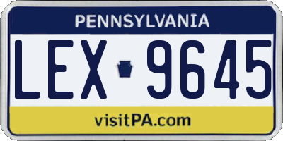 PA license plate LEX9645