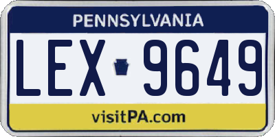 PA license plate LEX9649
