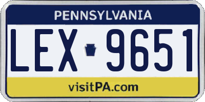 PA license plate LEX9651