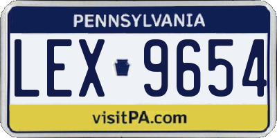 PA license plate LEX9654