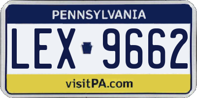 PA license plate LEX9662