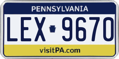 PA license plate LEX9670