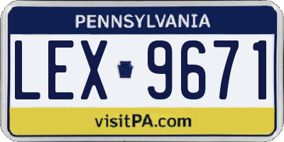 PA license plate LEX9671