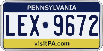 PA license plate LEX9672