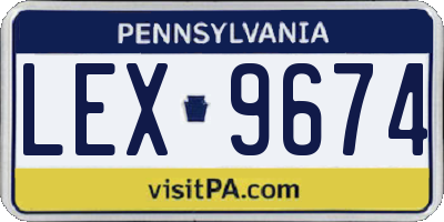 PA license plate LEX9674