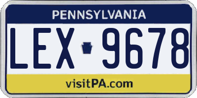 PA license plate LEX9678