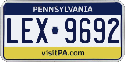 PA license plate LEX9692