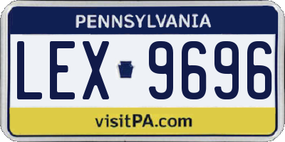 PA license plate LEX9696