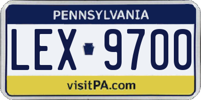 PA license plate LEX9700