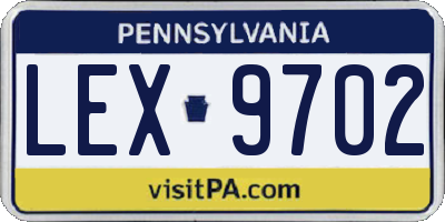 PA license plate LEX9702