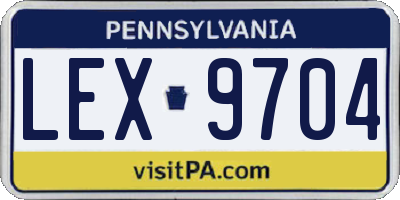 PA license plate LEX9704
