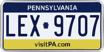 PA license plate LEX9707