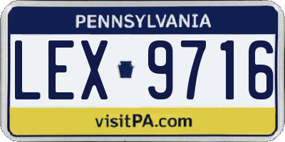 PA license plate LEX9716