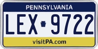 PA license plate LEX9722