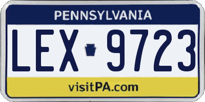 PA license plate LEX9723
