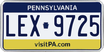 PA license plate LEX9725
