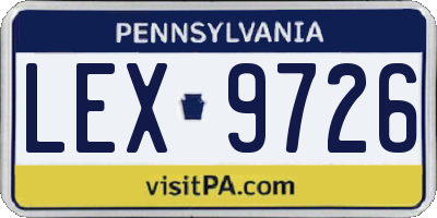 PA license plate LEX9726