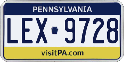 PA license plate LEX9728