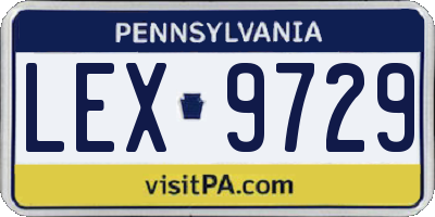 PA license plate LEX9729