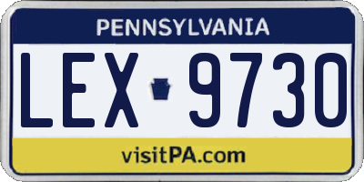 PA license plate LEX9730